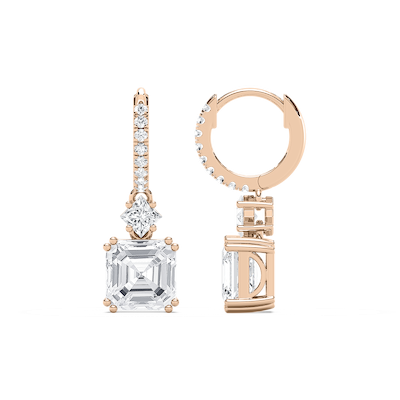 3 ¹⁄₃ ctw Asscher, Princess, and Round Lab Grown Diamond Drop Earrings