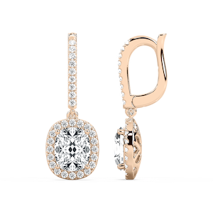 3 ¹⁄₂ ctw Cushion Lab Grown Diamond Halo Drop Earrings