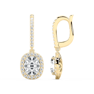 3 ¹⁄₂ ctw Cushion Lab Grown Diamond Halo Drop Earrings