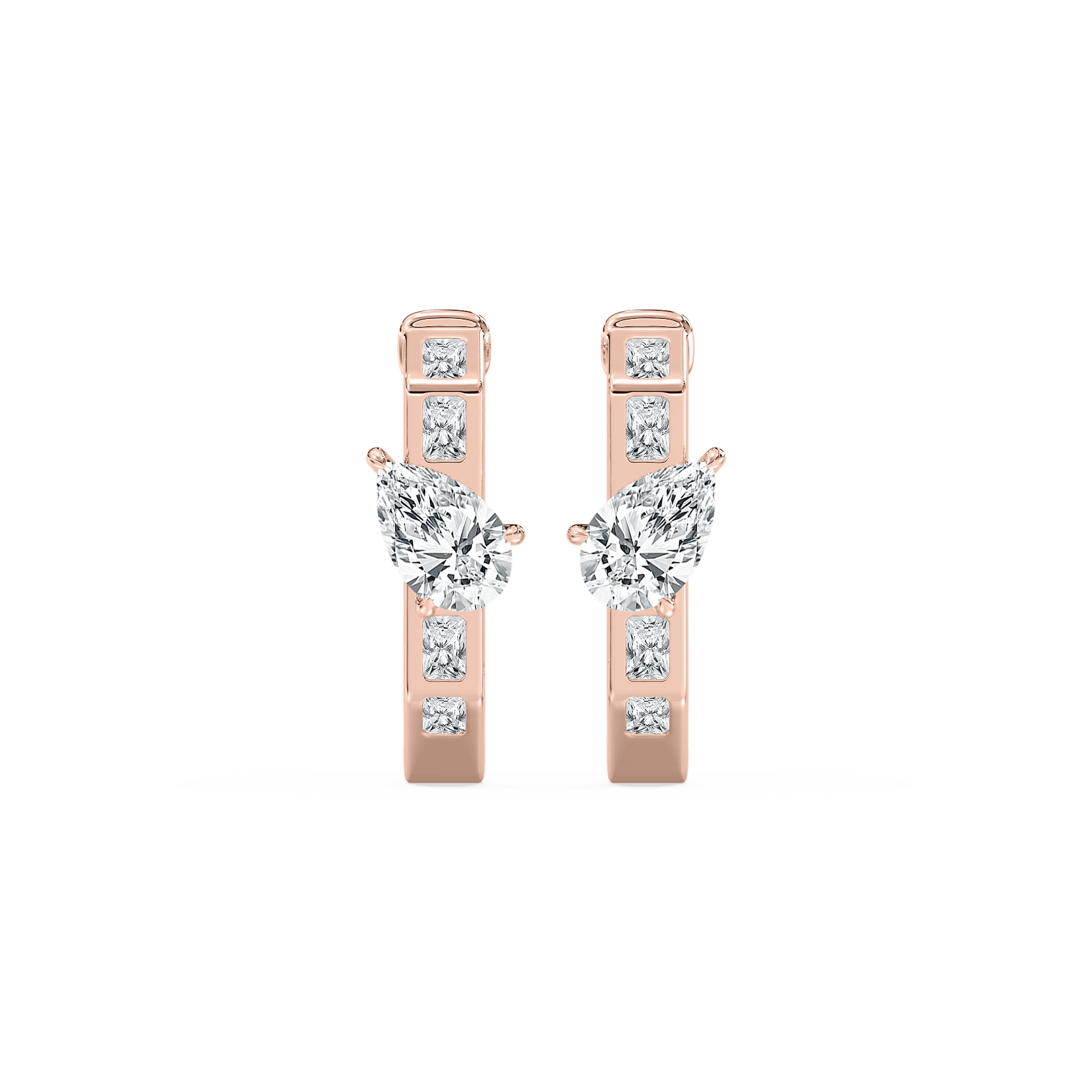3 ctw Pear and Radiant Lab Grown Diamond Hoop Earrings
