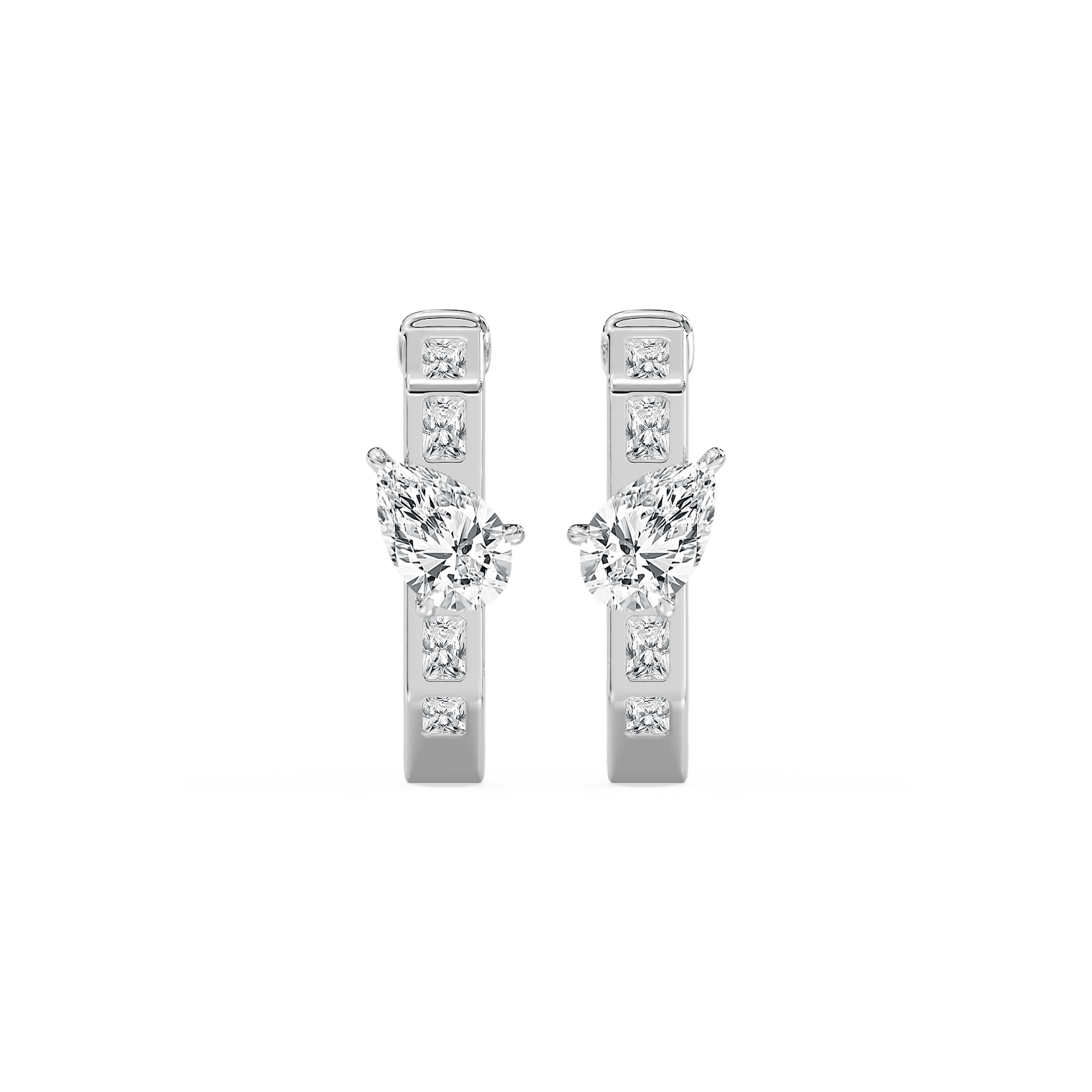 3 ctw Pear and Radiant Lab Grown Diamond Hoop Earrings