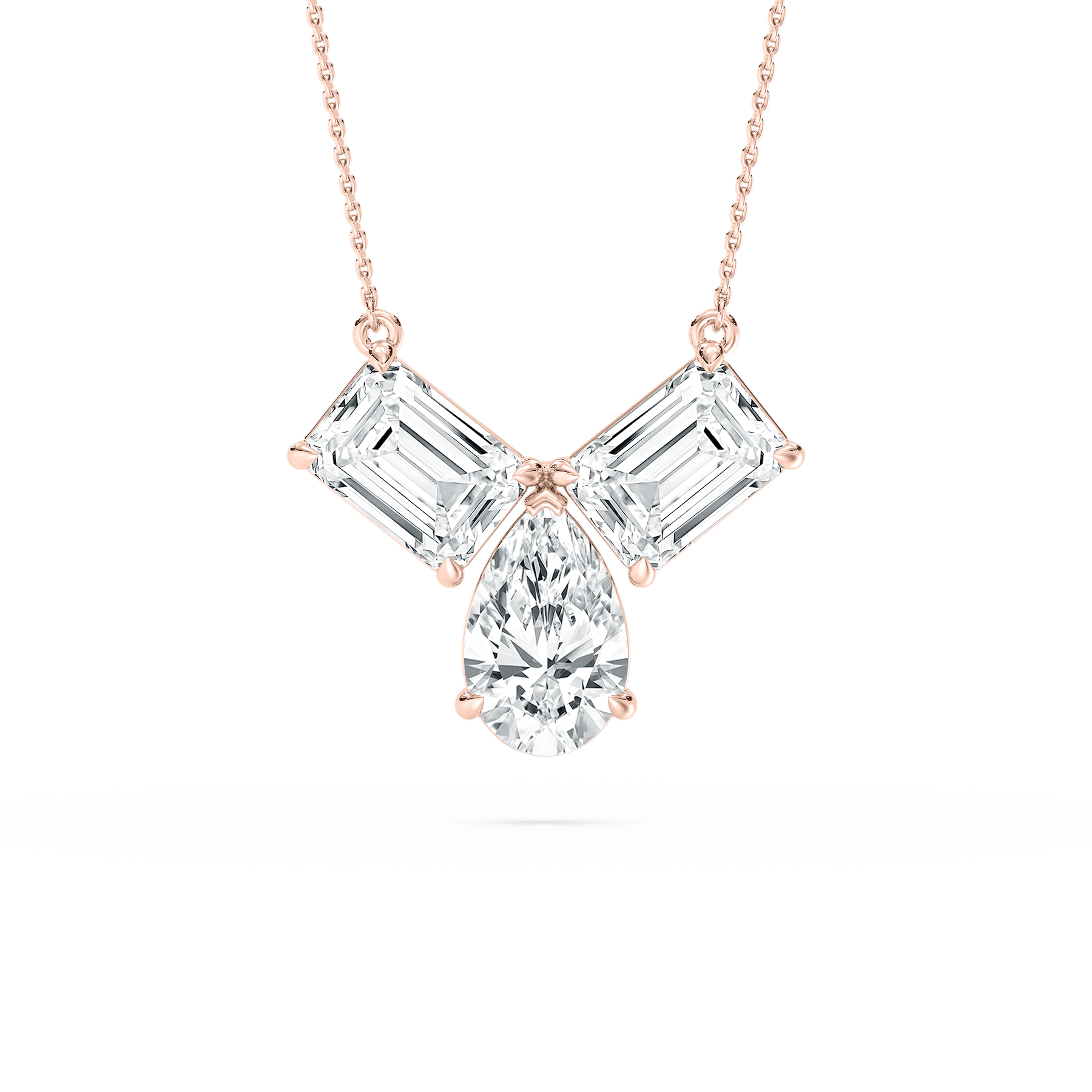 3 ctw Pear and Emerald Lab Grown Diamond Three Stone Pendant - 18 Inches