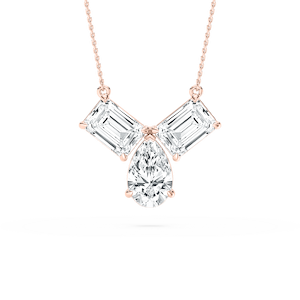 3 ctw Pear and Emerald Lab Grown Diamond Three Stone Pendant - 18 Inches