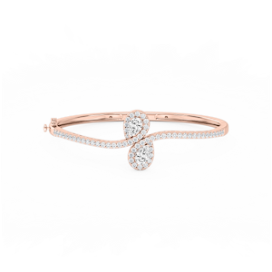 3 ¼ ctw Pear and Round Lab Grown Diamond Bypass Bangle Bracelet  - 7.25 Inches