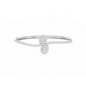 3 ¼ ctw Pear and Round Lab Grown Diamond Bypass Bangle Bracelet  - 7.25 Inches