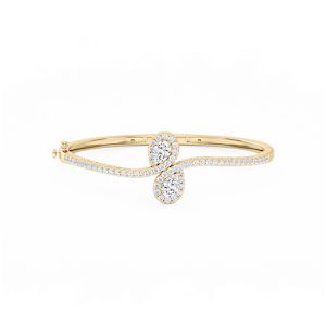 3 ¼ ctw Pear and Round Lab Grown Diamond Bypass Bangle Bracelet  - 7.25 Inches