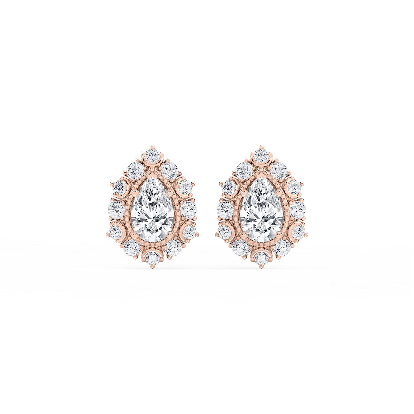3 ctw Pear and Round Lab Grown Diamond Studs and Halo Jacket Set