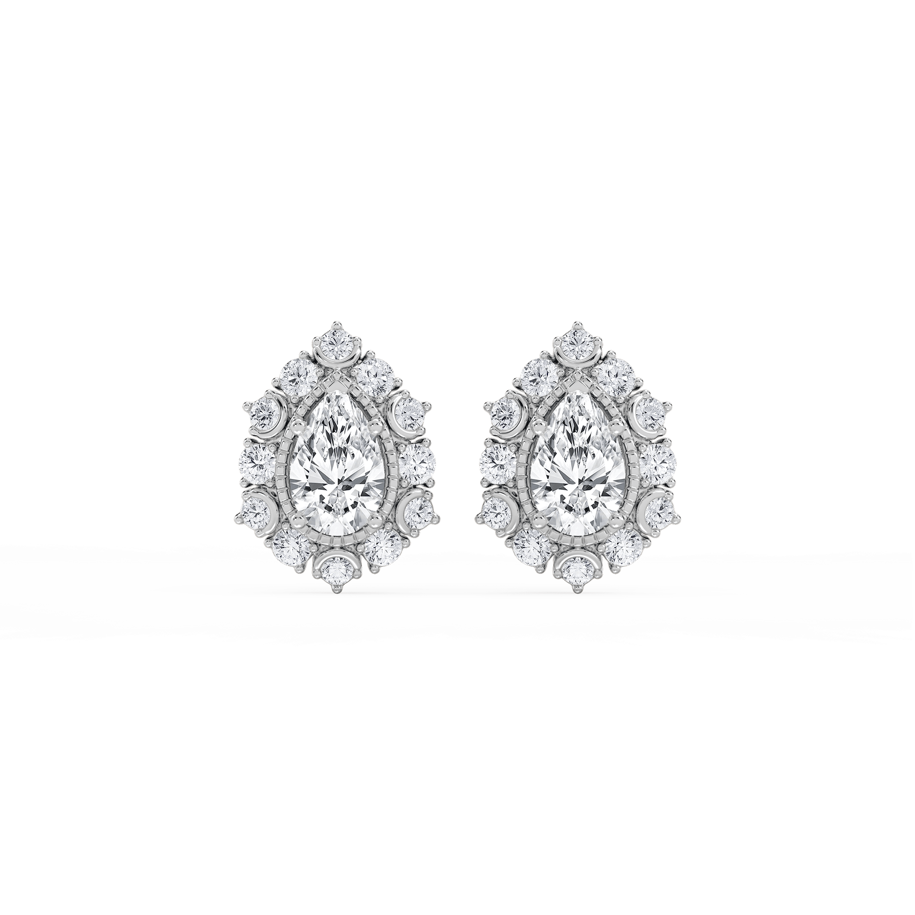 3 ctw Pear and Round Lab Grown Diamond Studs and Halo Jacket Set