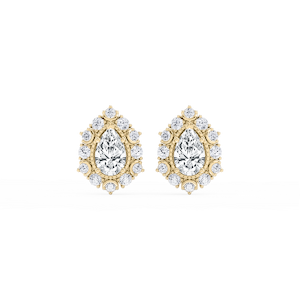 3 ctw Pear and Round Lab Grown Diamond Studs and Halo Jacket Set