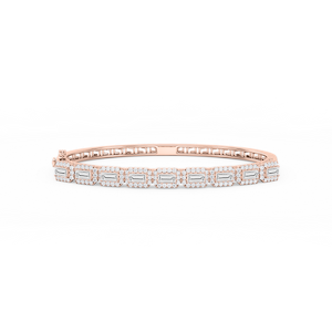 3 ½ ctw Round and Baguette Lab Grown Diamond Framed Bangle Bracelet  - 7.25 Inches