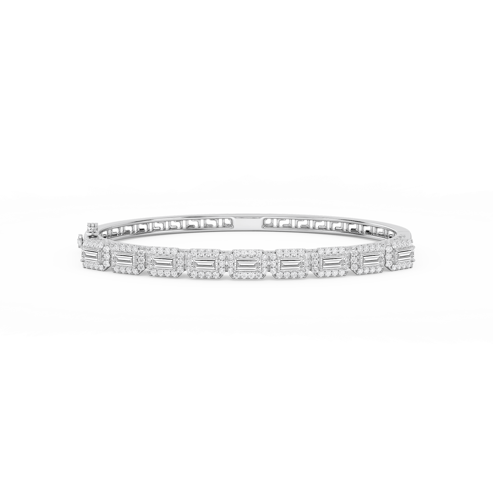 3 ½ ctw Round and Baguette Lab Grown Diamond Framed Bangle Bracelet  - 7.25 Inches