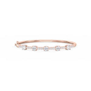 3 ctw Round Lab Grown Diamond Five Station Bangle Bracelet  - 7.25 Inches