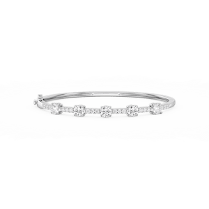3 ctw Round Lab Grown Diamond Five Station Bangle Bracelet  - 7.25 Inches