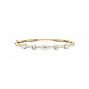 3 ctw Round Lab Grown Diamond Five Station Bangle Bracelet  - 7.25 Inches