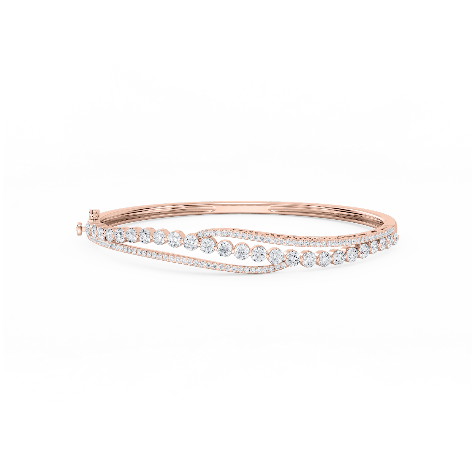 3 ctw Round Lab Grown Diamond Open Bypass Bangle Bracelet  - 7.25 Inches