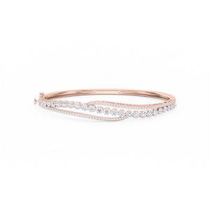 3 ctw Round Lab Grown Diamond Open Bypass Bangle Bracelet  - 7.25 Inches