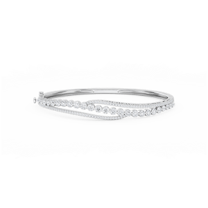 3 ctw Round Lab Grown Diamond Open Bypass Bangle Bracelet  - 7.25 Inches