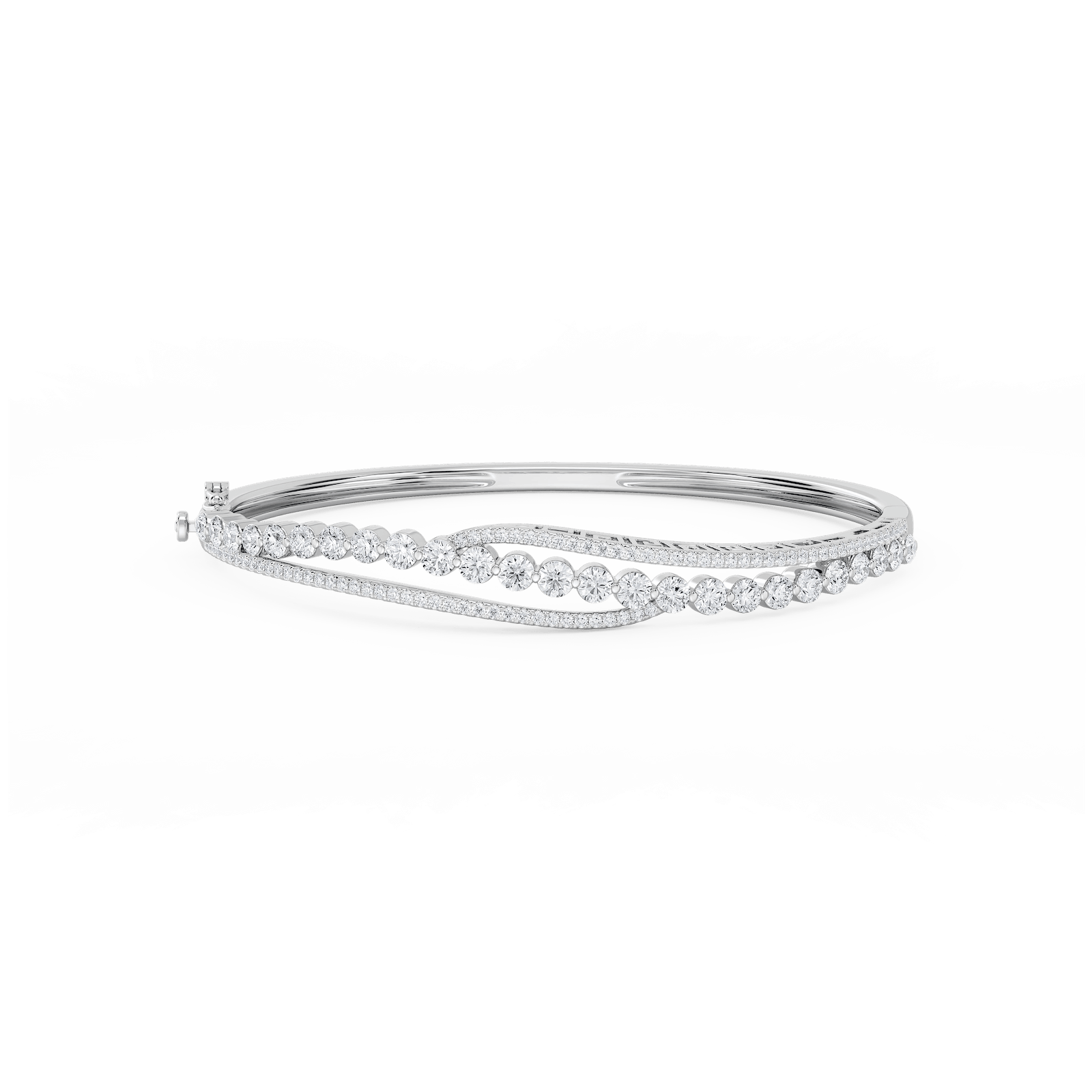 3 ctw Round Lab Grown Diamond Open Bypass Bangle Bracelet  - 7.25 Inches