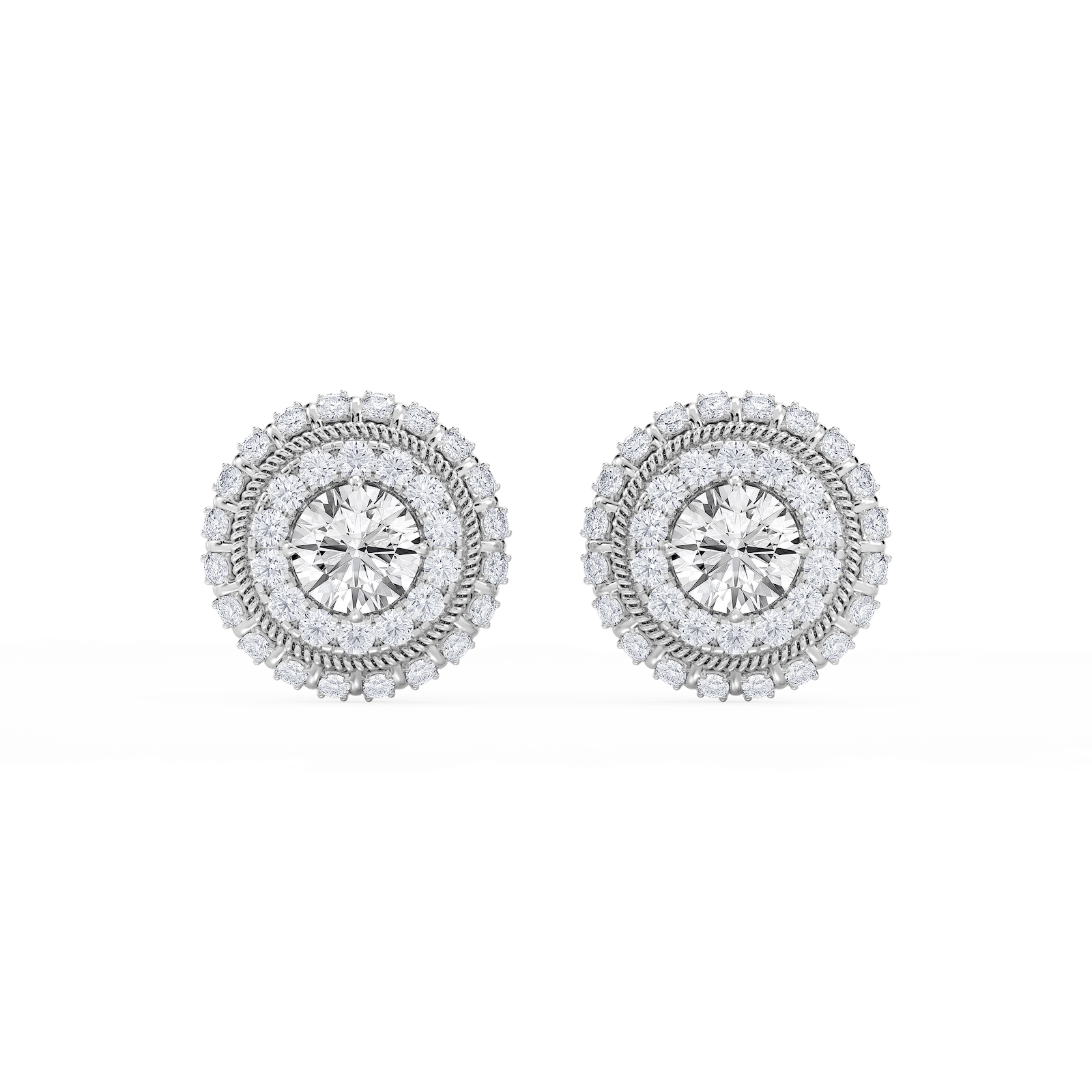 3 ¼ ctw Round Lab Grown Diamond Studs and Rope Halo Jacket Set