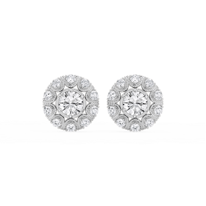 3 ctw Round Lab Grown Diamond Studs and Vintage Milgrain Halo Jacket Set