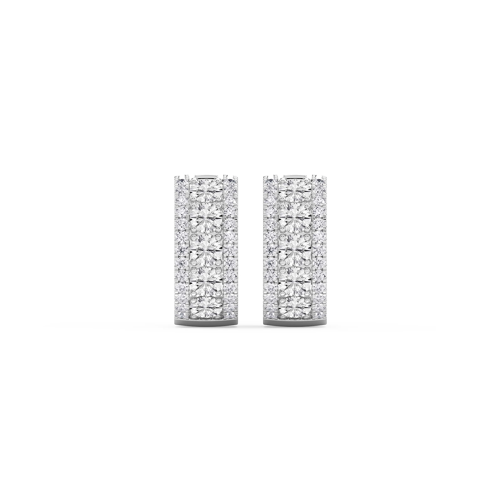 3 ctw Round Lab Grown Diamond Three Row Hoop Earrings