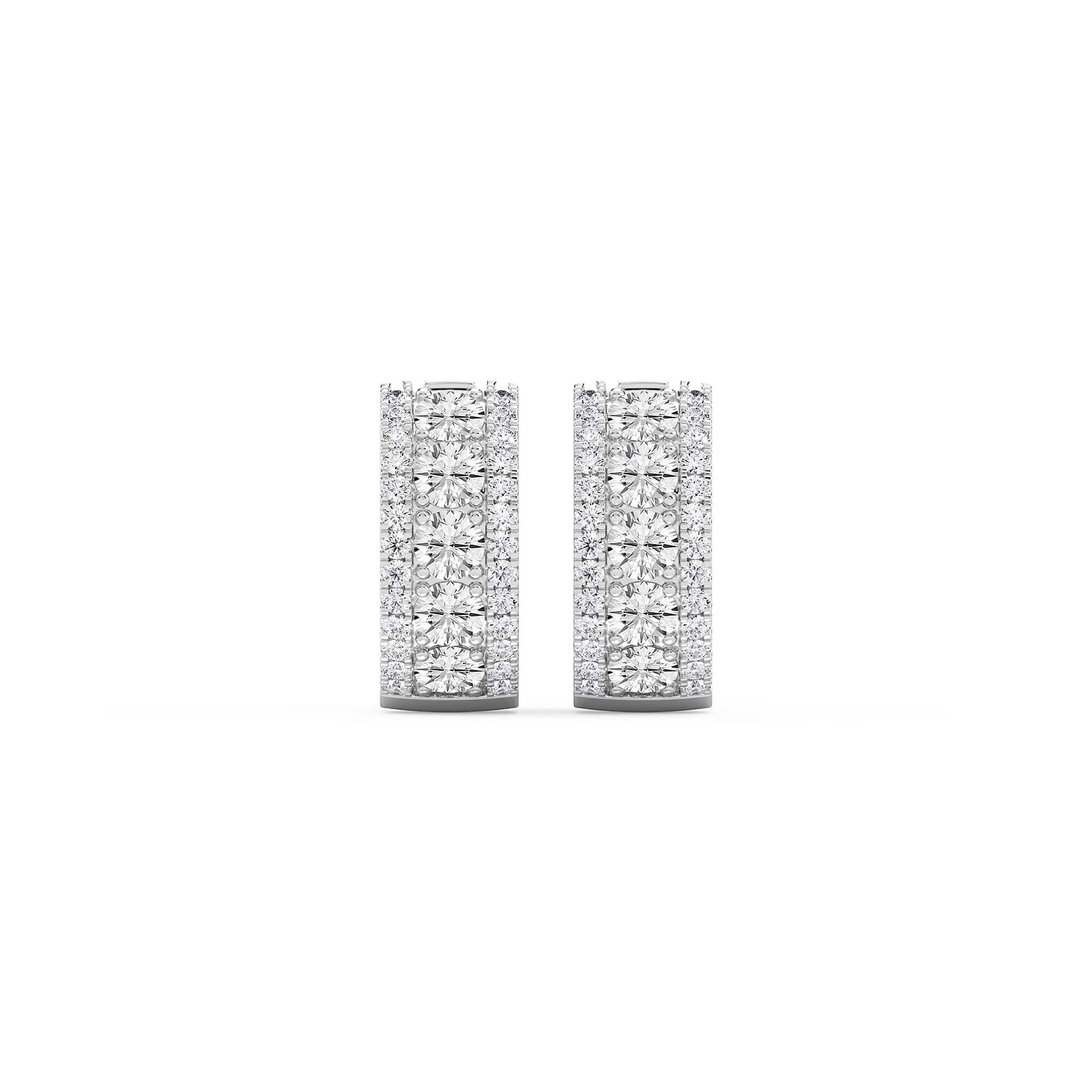 3 ctw Round Lab Grown Diamond Three Row Hoop Earrings