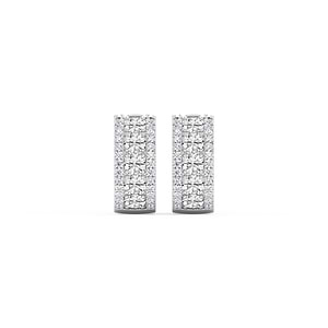 3 ctw Round Lab Grown Diamond Three Row Hoop Earrings