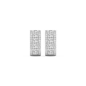 3 ctw Round Lab Grown Diamond Three Row Hoop Earrings