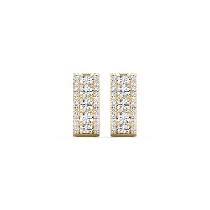 3 ctw Round Lab Grown Diamond Three Row Hoop Earrings