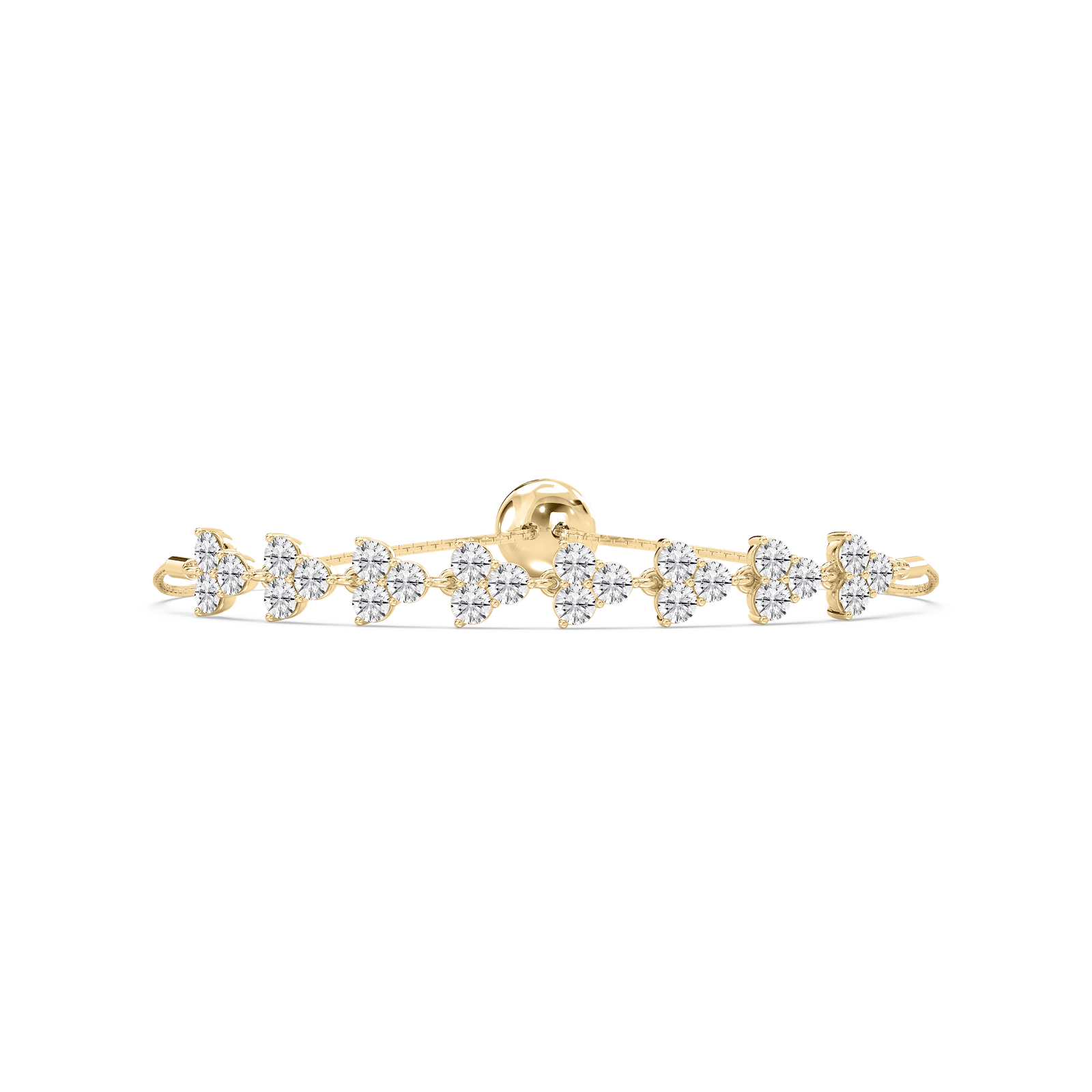 3 ctw Round Lab Grown Diamond Three Stone Clusters Adjustable Bolo Bracelet – 7 inches