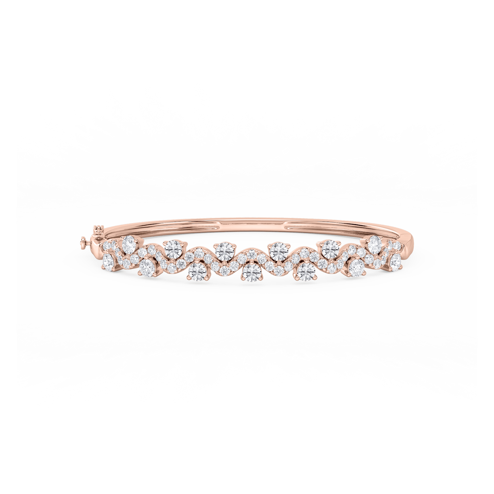 3 ¼ ctw Round Lab Grown Diamond Wave Bangle Bracelet  - 7.25 Inches