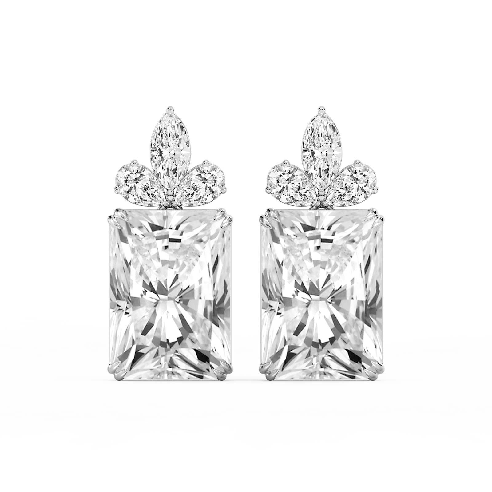 34 ¹⁄₅ ctw Radiant, Marquise and Pear Lab Grown Diamond Floral Drop Earrings - Signature Collection