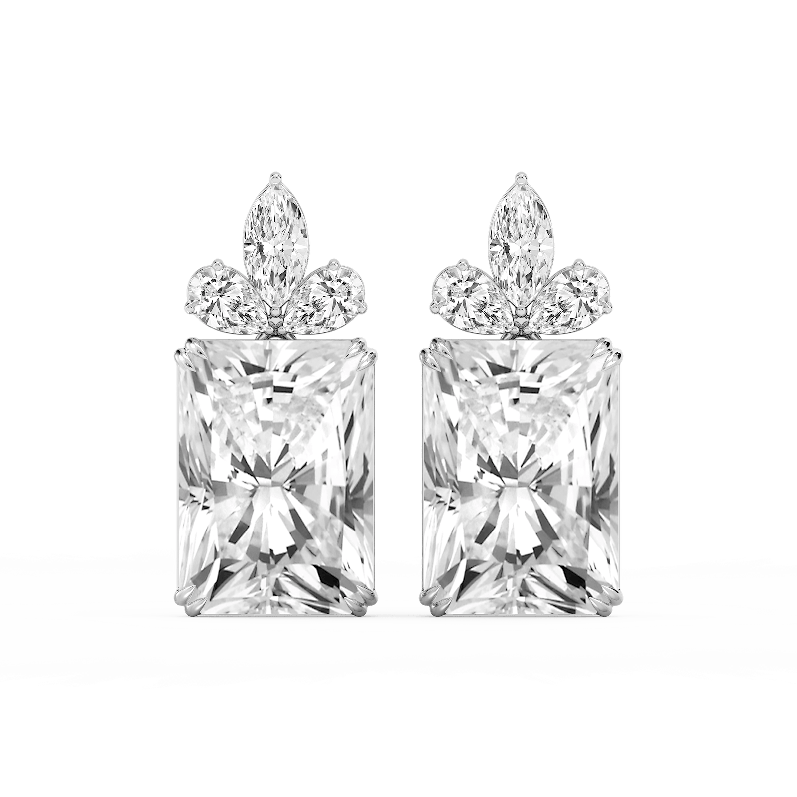 34 ¹⁄₅ ctw Radiant, Marquise and Pear Lab Grown Diamond Floral Drop Earrings - Signature Collection