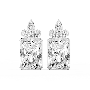 34 ¹⁄₅ ctw Radiant, Marquise and Pear Lab Grown Diamond Floral Drop Earrings - Signature Collection