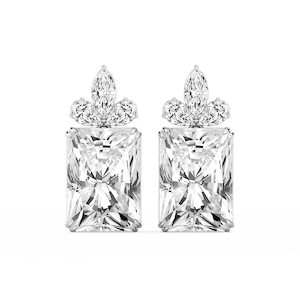 34 ¹⁄₅ ctw Radiant, Marquise and Pear Lab Grown Diamond Floral Drop Earrings - Signature Collection