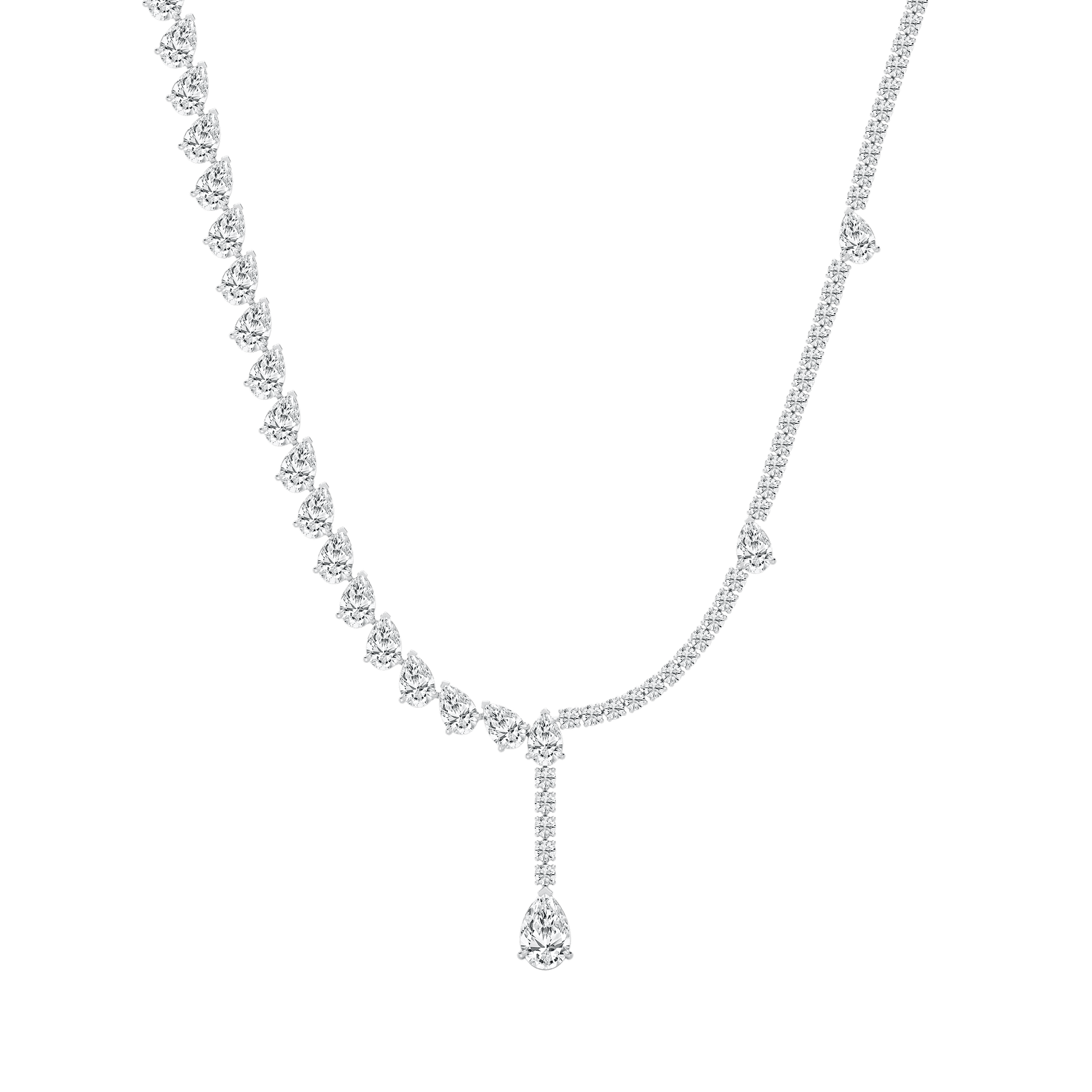 37 ⅔ ctw Pear Lab Grown Diamond Drop Tennis Necklace - 18 Inches - Signature Collection