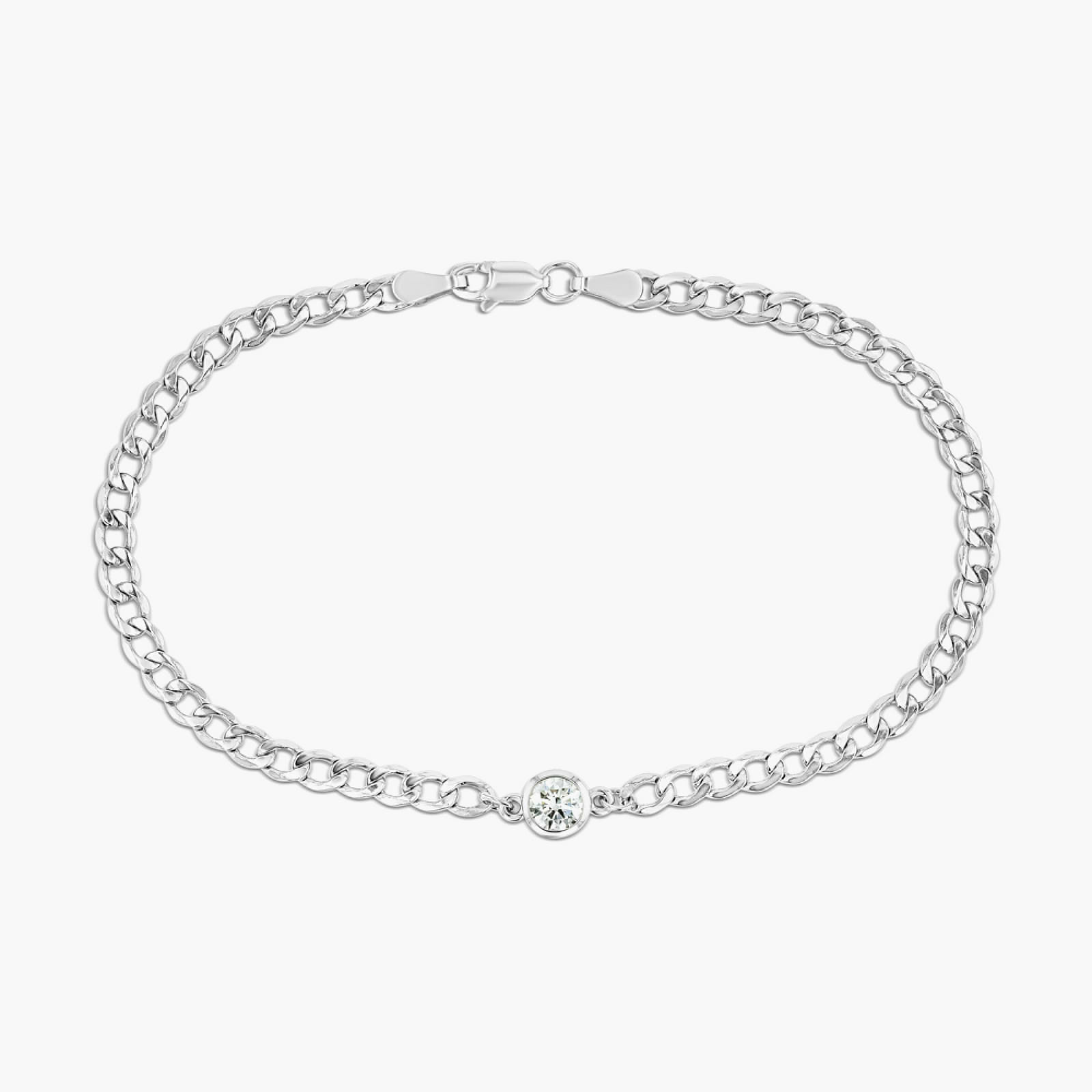 Round Lab Grown Diamond Curb Chain Bracelet  - 7 Inches