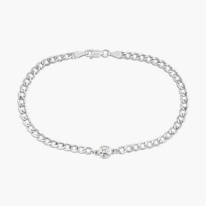 Round Lab Grown Diamond Curb Chain Bracelet  - 7 Inches