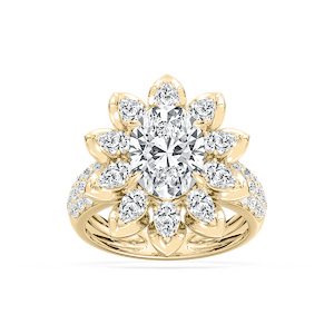 Daria 4 ¾ ctw Oval, Pear and Round Lab Grown Diamond Halo Engagement Ring