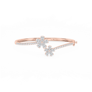 4 ⅓ ctw Pear and Round Lab Grown Diamond Flower Bypass Bangle Bracelet  - 7.25 Inches