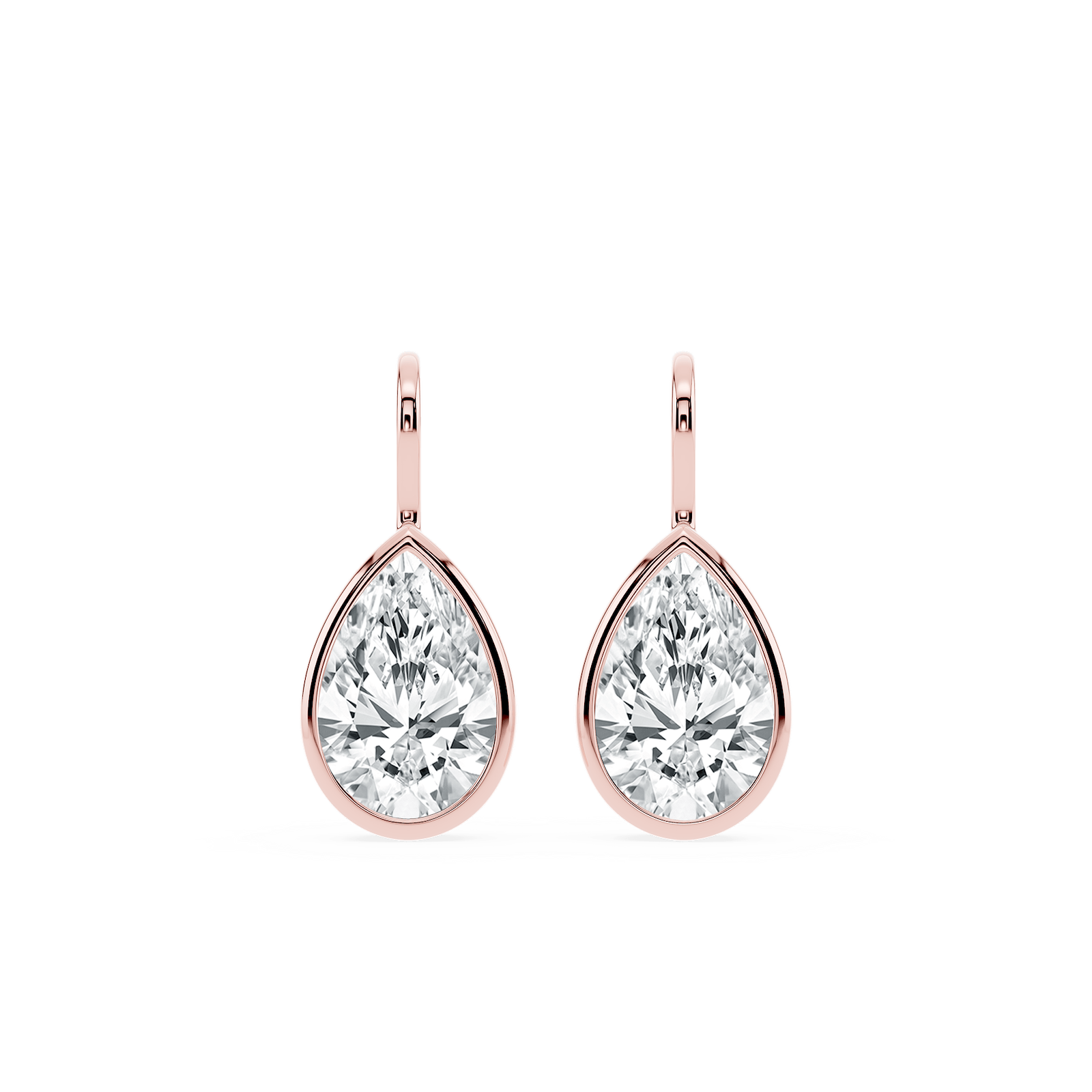 Pear Lab Grown Diamond Bezel Drop Earrings