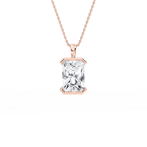 4 ctw Radiant Lab Grown Diamond Half Bezel Solitaire Pendant – 16-18 Inches