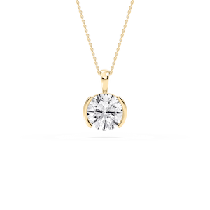 4 ctw Round Lab Grown Diamond Half Bezel Solitaire Pendant – 16-18 Inches