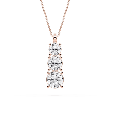 4 ctw Round Lab Grown Diamond Three Stone Pendant – 16-18 Inches