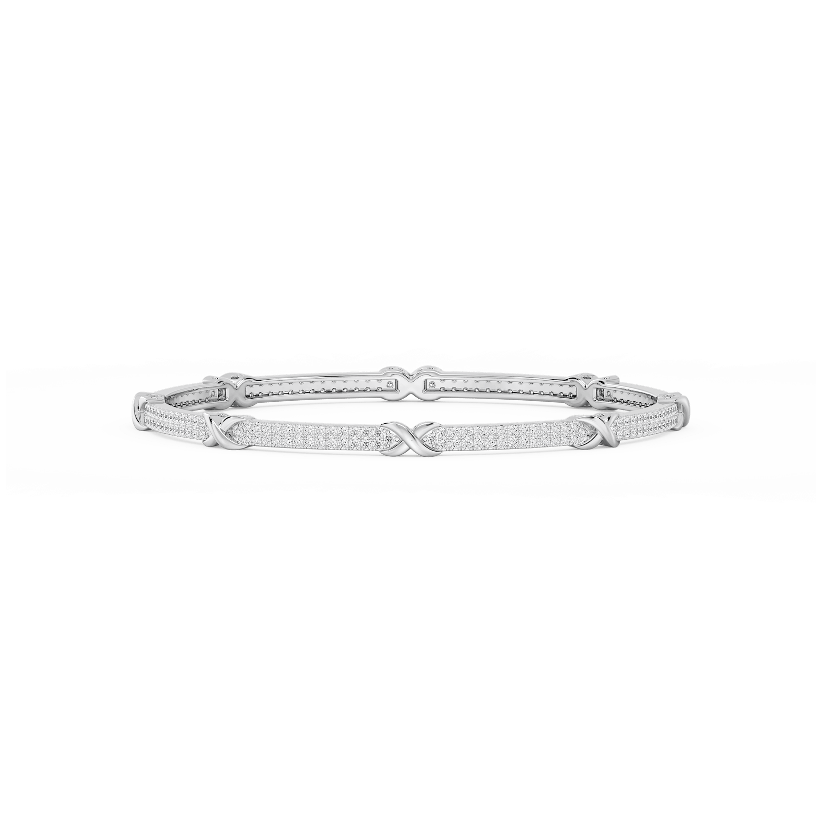 4 ½ ctw Round Lab Grown Diamond X Bangle Bracelet  - 7.25 Inches