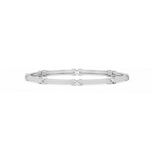 4 ½ ctw Round Lab Grown Diamond X Bangle Bracelet  - 7.25 Inches