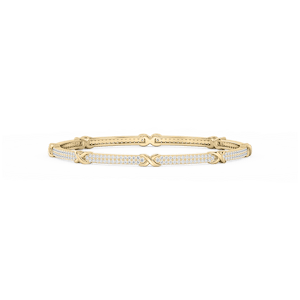4 ½ ctw Round Lab Grown Diamond X Bangle Bracelet  - 7.25 Inches