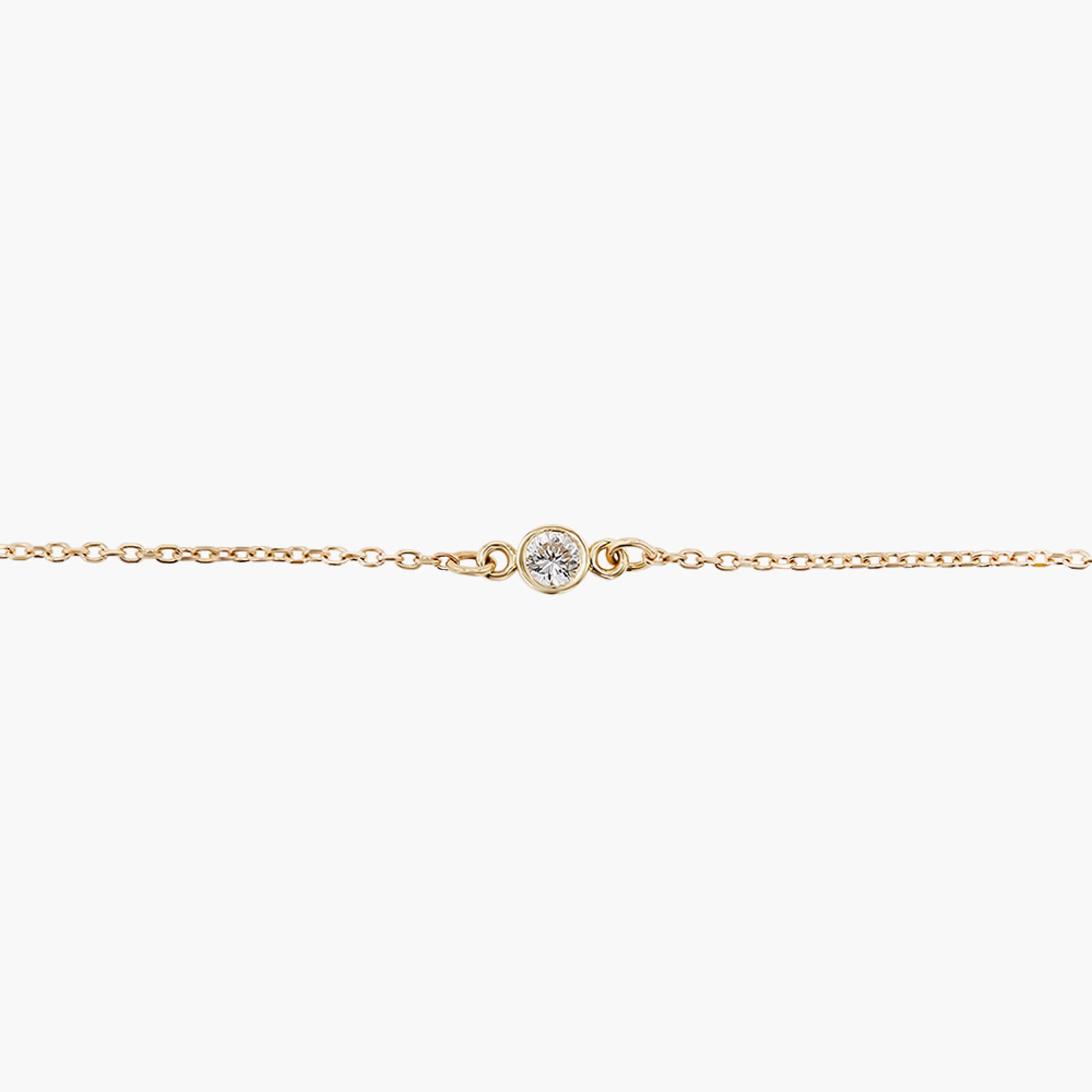 Round Lab Grown Diamond Bezel Set Solitaire Chain Bracelet  - 7 Inches