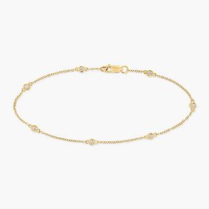 1/6 ctw Round Lab Grown Diamond Bezel Set Seven Station Bracelet  - 7 Inches