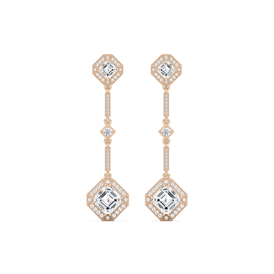 5 ²⁄₈ ctw Asscher and Round Lab Grown Diamond Halo Drop Earrings